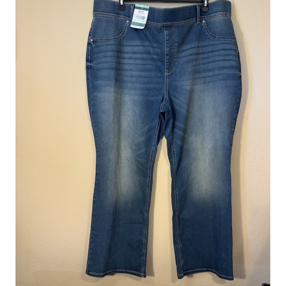 Terra & Sky Pull-On Jegging Women 3X (24W-26W) Bootcut High Rise Blue Pants NEW